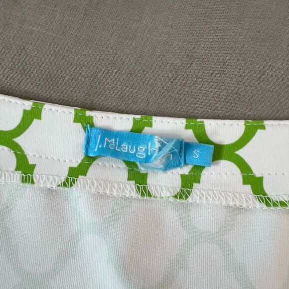 J McLaughlin white green geometric print cap sleeve sundress size small - Picture 7 of 10